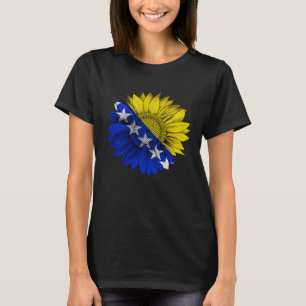 Bosnia and Herzegovina Flag Sunflower Bosnian Root T-Shirt