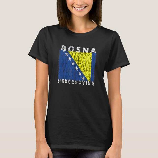 Bosnia and Herzegovina Flag Used Look  For Bosnian T-Shirt (Front)