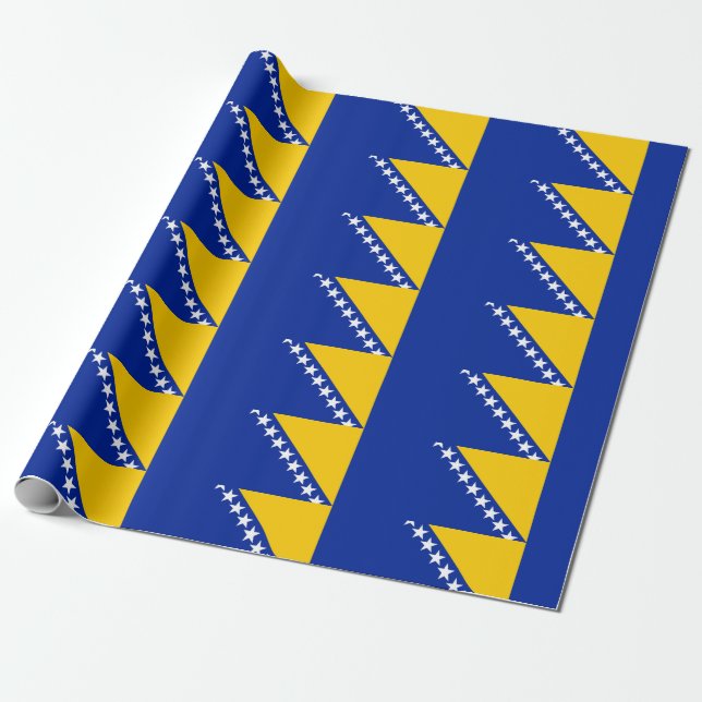 Bosnia and Herzegovina Flag Wrapping Paper (Unrolled)