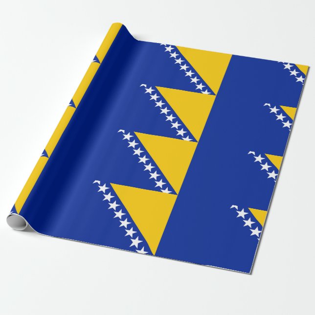 Bosnia and Herzegovina Flag Wrapping Paper (Unrolled)