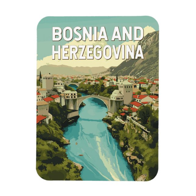 Bosnia and Herzegovina Illustration Travel Art Magnet (Vertical)