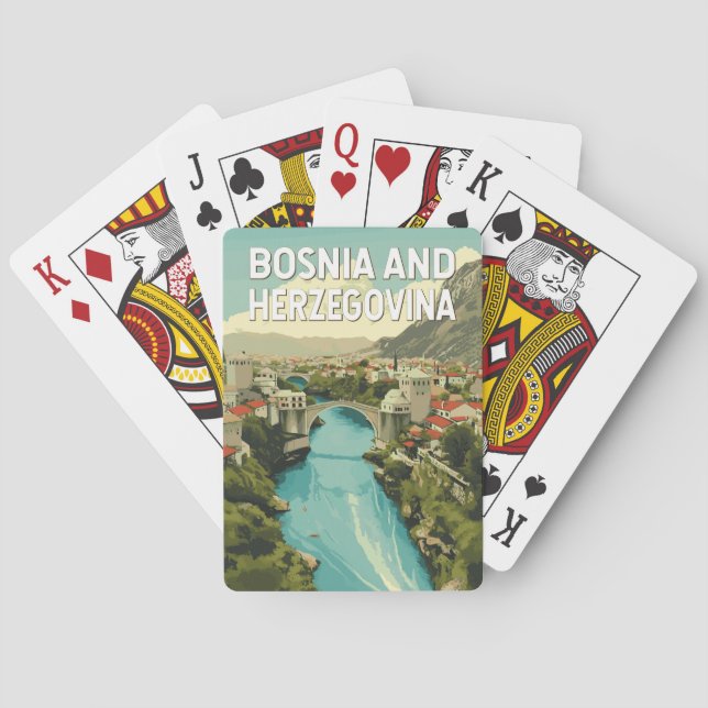 Bosnia and Herzegovina Illustration Travel Art Playing Cards (Back)