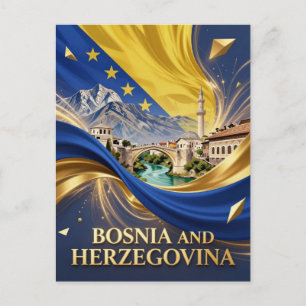 Bosnia And Herzegovina National Colours Postcard