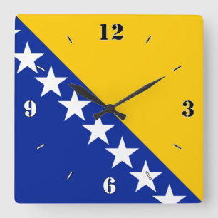 Bosnia and Herzegovina National Flag Patriotic Square Wall Clock