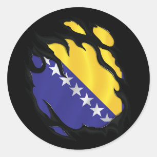 Bosnia And Herzegovina Ripped Flag Classic Round Sticker