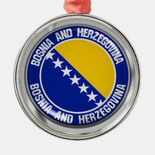 Bosnia and Herzegovina Round Emblem Metal Tree Decoration