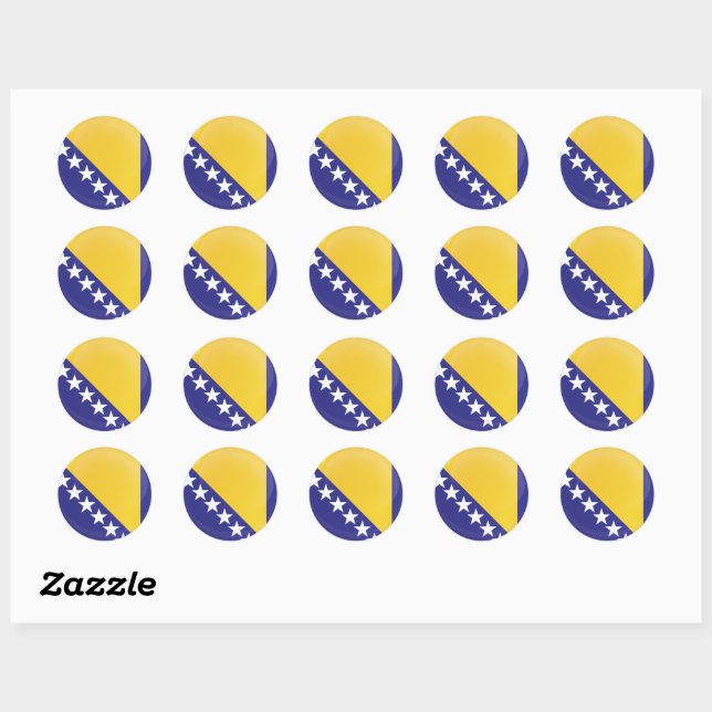 Bosnia and Herzegovina  Round Icon Flag Classic Round Sticker (Sheet)