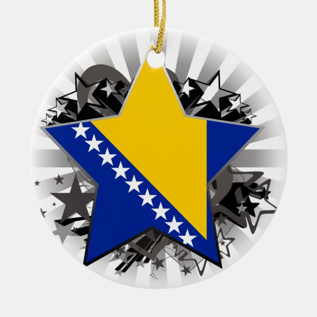 Bosnia and Herzegovina Star Ceramic Tree Decoration (Front)