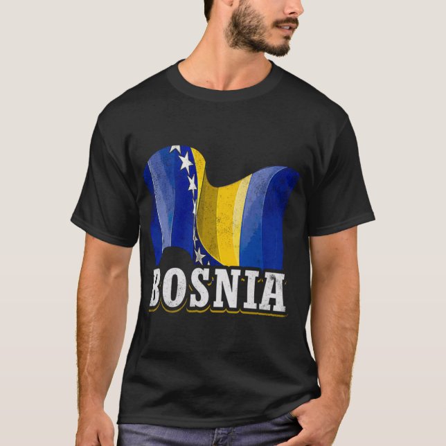 Bosnia Bosnian Flag T-Shirt (Front)