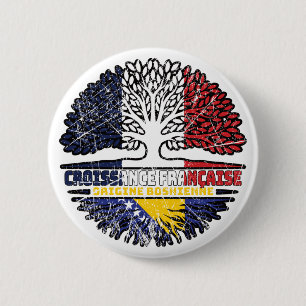 Bosnia Bosnian French France Tree Roots Flag 6 Cm Round Badge