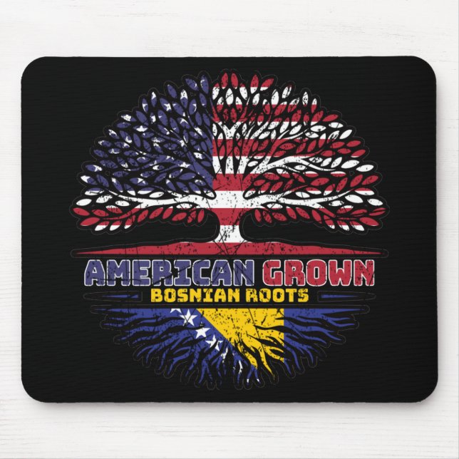 Bosnia Bosnian US American USA United States Tree Mouse Mat (Front)