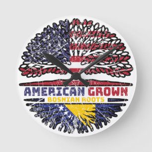 Bosnia Bosnian US American USA United States Tree Round Clock