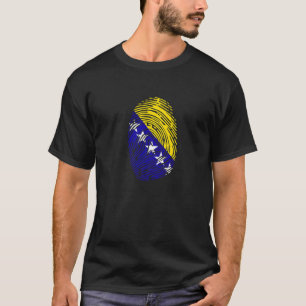 Bosnia Country Flag Fingerprint DNA   T-Shirt