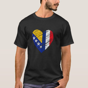 Bosnia France Heart French Flag Bosnian Flag Love  T-Shirt