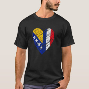 Bosnia France Heart French Flag Bosnian Flag Love T-Shirt