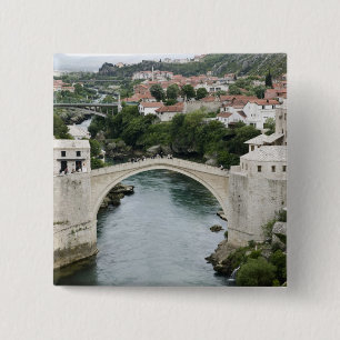 Bosnia-Hercegovina - Mostar. The Old Bridge 15 Cm Square Badge