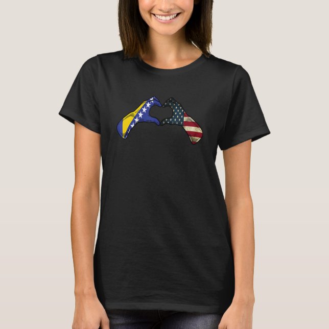 Bosnia Herzegovina American USA Flag   USA Bosnian T-Shirt (Front)