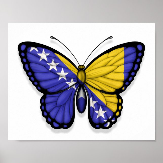 Bosnia Herzegovina Butterfly Flag Poster (Front)