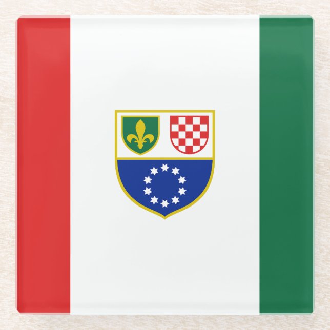 Bosnia Herzegovina Federation Flag Glass Coaster (Front)