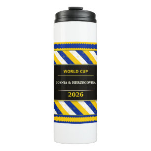 Bosnia Herzegovina Football Fan Flag Colours Strip Thermal Tumbler