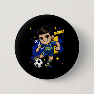 Bosnia-herzegovina Kid Goal Cartoon Bosnia Flag Bo 6 Cm Round Badge