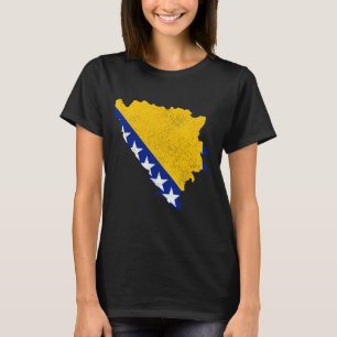Bosnia Herzegovina Map Bosnian Flag Pride Roots T-Shirt