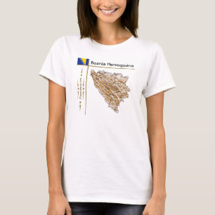 Bosnia Herzegovina Map + Flag + Title T-Shirt