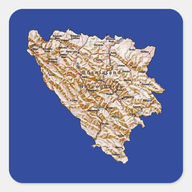 Bosnia Herzegovina Map Sticker (Front)
