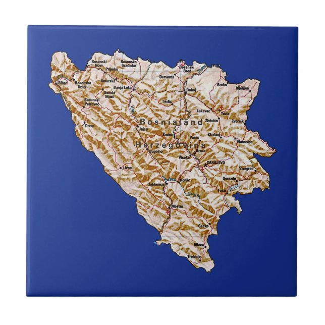 Bosnia Herzegovina Map Tile (Front)