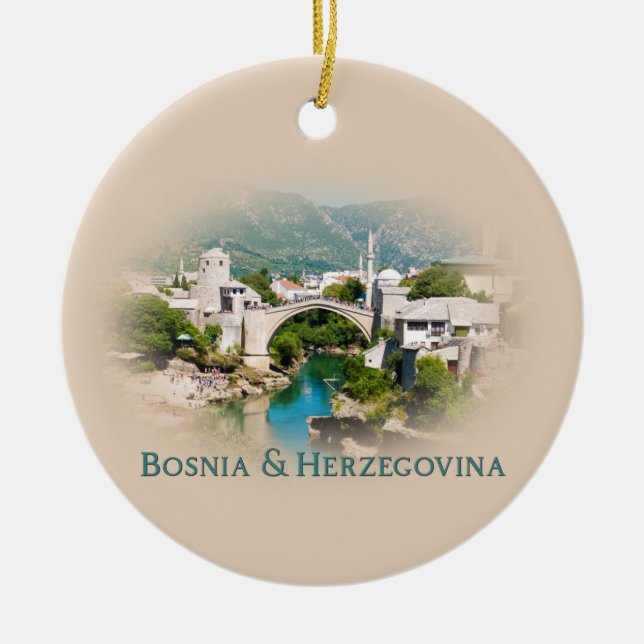 Bosnia & Herzegovina: Mostar Ceramic Tree Decoration (Front)
