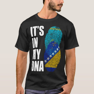 Bosnian And Kazakhstani Mix DNA Heritage Flag T-Shirt