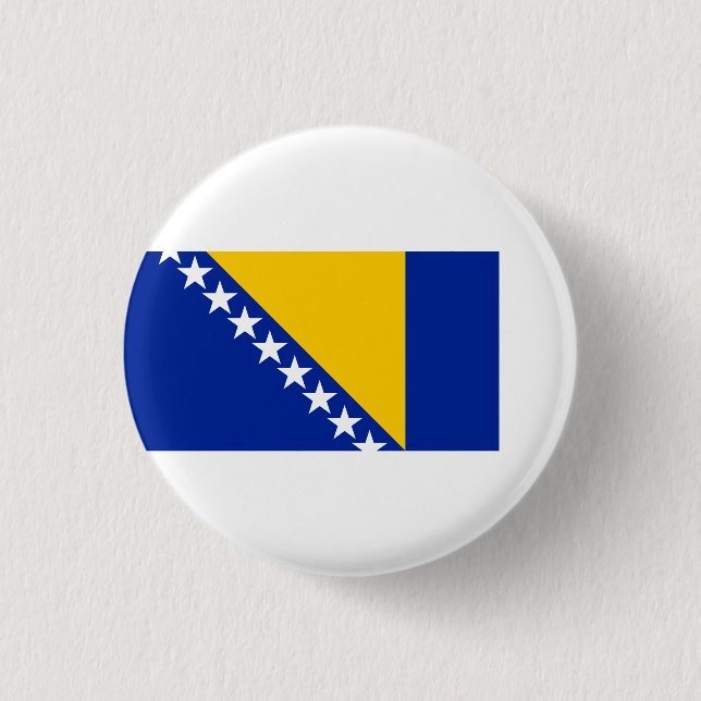 Bosnian Flag, Flag of Bosnia and Herzegovina 3 Cm Round Badge (Front)
