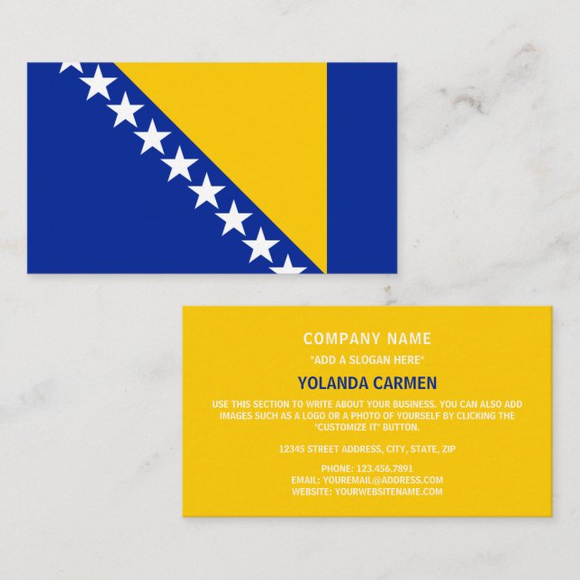 Bosnian Flag, Flag of Bosnia and Herzegovina Business Card (Front/Back)
