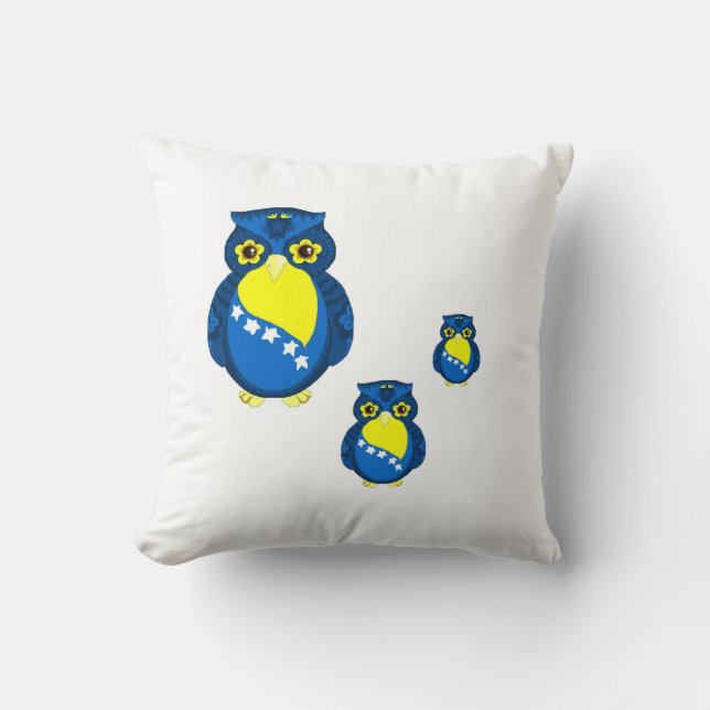 Bosnian Flag Owl pillow (Front)