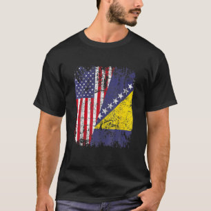 BOSNIAN HERZEGOVINIAN ROOTS Half American Flag BOS T-Shirt