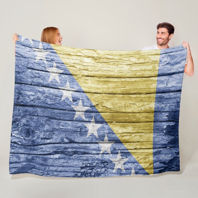 Bosnian wooden flag fleece blanket (In Situ)