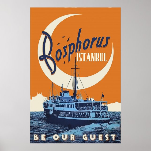 Bosphorus, Istanbul, Turkey, sailing boat, vintage Poster (Front)