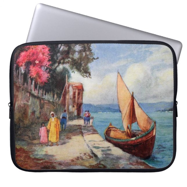 Bosporus Strait Istanbul Sail Boat Ocean View Laptop Sleeve (Front)