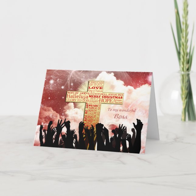 Boss, a Christian cross Christmas Holiday Card (Front)