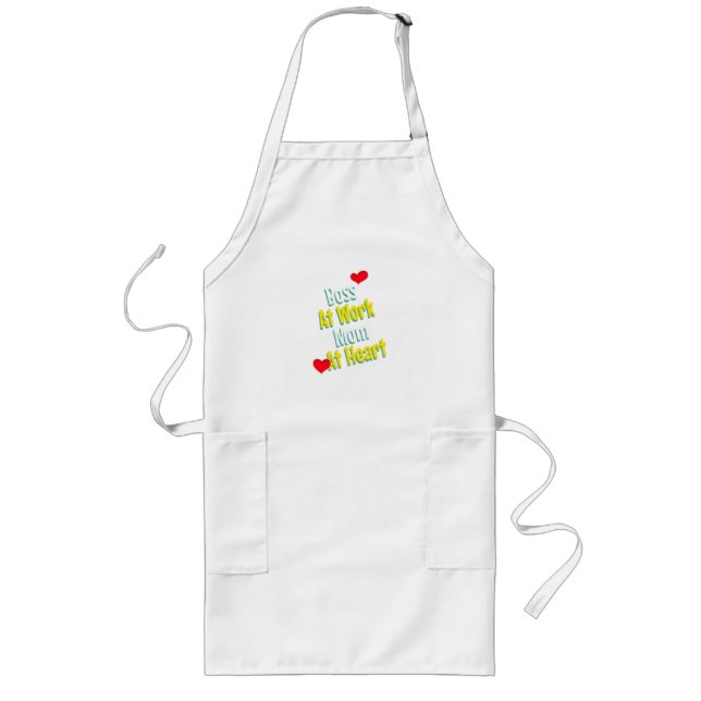Boss At Work Mom At Heart Working Mom Long Apron (Front)