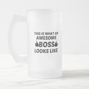 BOSS AWESOME FROSTED GLASS BEER MUG