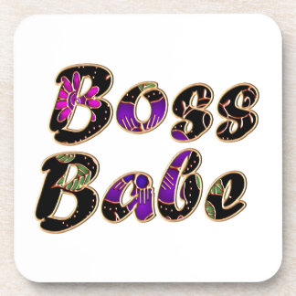 Boss Babe in Black Floral Coaster