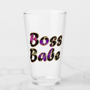 Boss Babe in Black Floral Glass