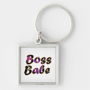 Boss Babe in Black Floral Key Ring