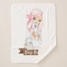 Boss Babe throw sherpa blanket for cosy home