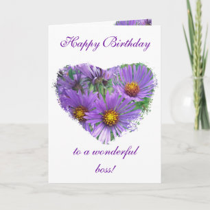 Boss Birthday Purple Fall Asters Wildflower Card