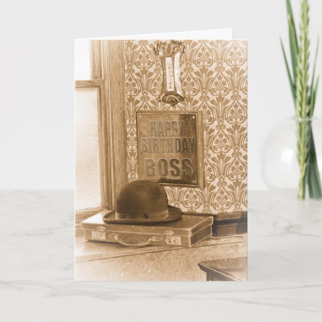 Boss Birthday - Vintage, Nostalgia, Retro Birthday Card (Front)