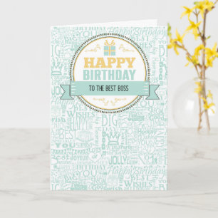 Boss Birthday Wishes Mint Green and Yellow Card