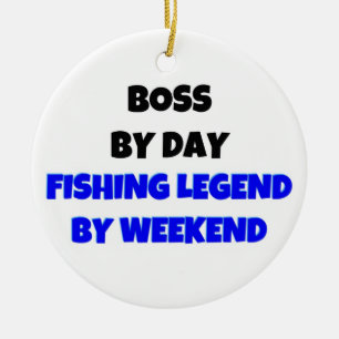 Boss by Day Fishing Legend by Weekend Ceramic Tree Decoration
