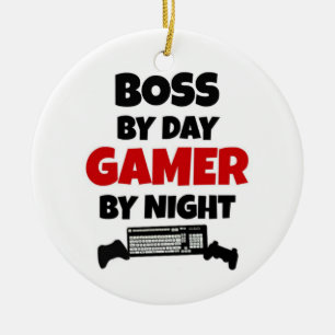 Boss by Day Gamer by Night Ceramic Tree Decoration